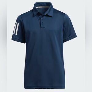 Adidas 3-Stripe Golf Polo Shirt Navy Kids Unisex Size Large